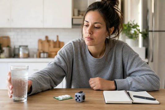 adult choosing water, gum and a fidget item instead of vaping during a craving